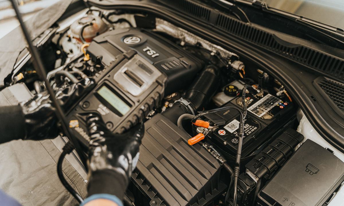 Car battery being tested before replacement in Chesterfield